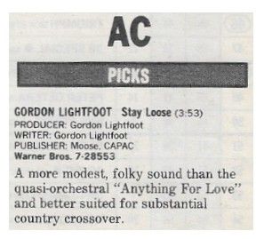 Lightfoot, Gordon / Stay Loose / 1986