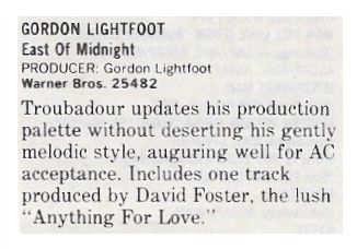 Lightfoot, Gordon / East of Midnight / 1986