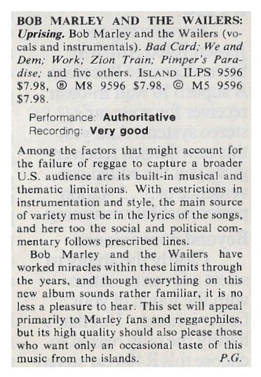 Marley, Bob / Uprising / 1980