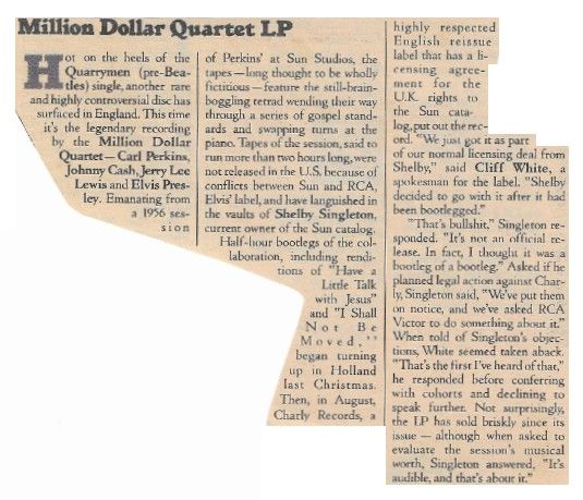 Perkins, Carl / Million Dollar Quartet LP / 1981