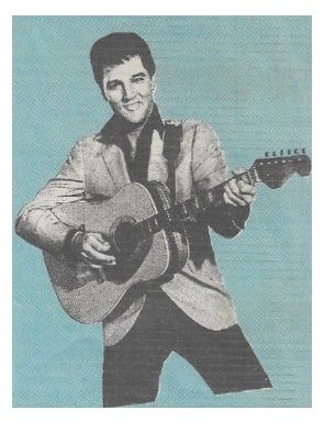Presley, Elvis / Smiling-with Guitar-Blue Background / 1960s