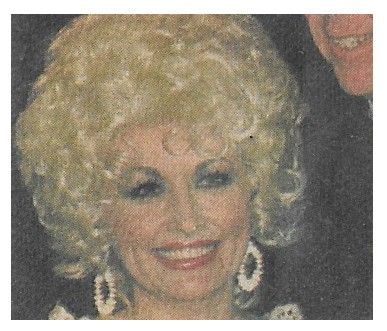 Parton, Dolly / Closeup-Smiling-White Hoop Earrings