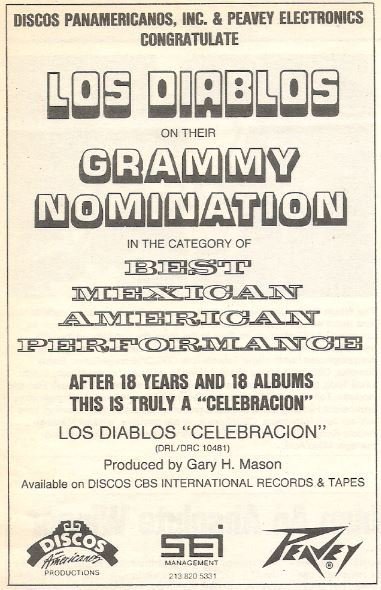 Los Diablos / Grammy Nomination - Congratulations | Magazine Ad (1987)