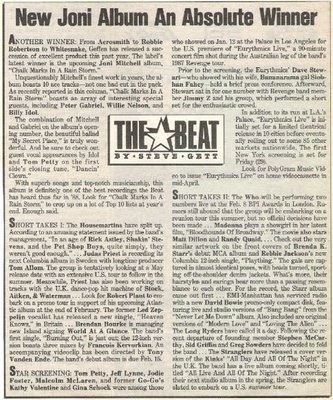 Mitchell, Joni / New Joni Album An Absolute Winner | Magazine Article (1987)