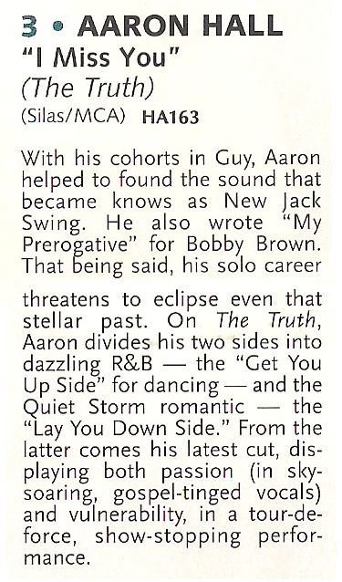 Hall, Aaron / I Miss You | Magazine Review (1994)