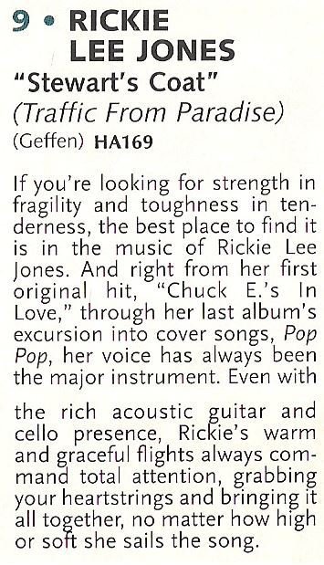 Jones, Rickie Lee / Stewart&#39;s Coat | Magazine Review (1994)