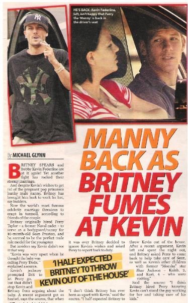 Spears, Britney / Manny Back As Britney Fumes at Kevin | Magazine Article + 2 Photos (2006)