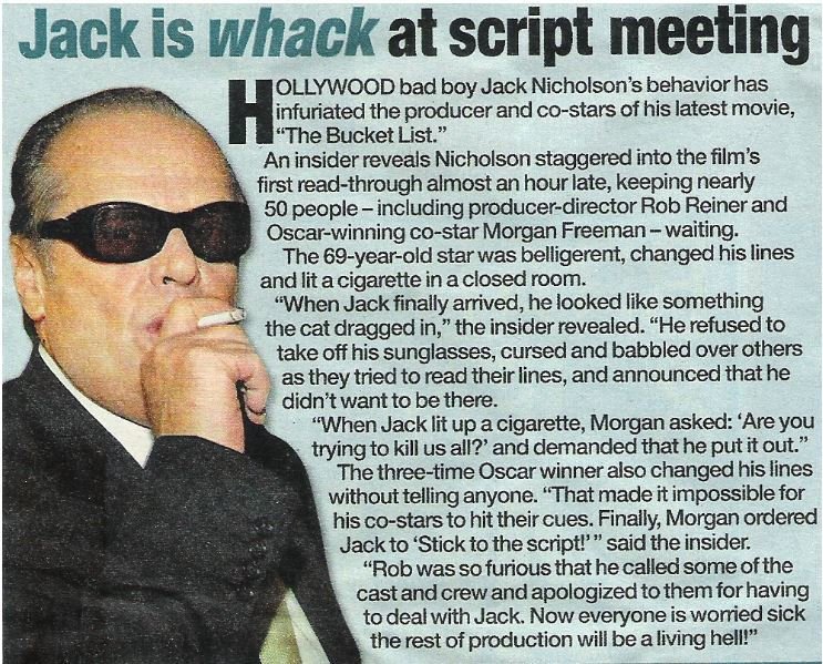 Nicholson, Jack / Jack Is Whack at Script Meeting | Magazine Article with Photo (2006)
