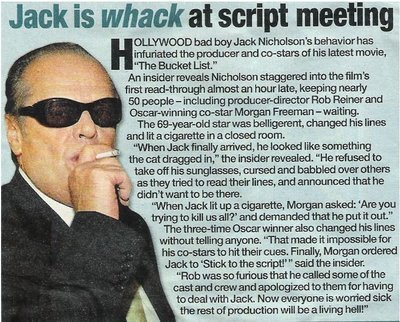 Nicholson, Jack / Jack Is Whack at Script Meeting | Magazine Article with Photo (2006)