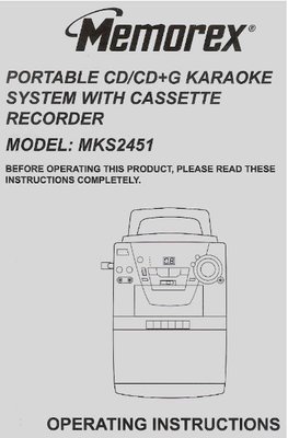 Memorex / Portable CD/CD+G Karaoke System with Cassette Recorder | User Guide (2002)