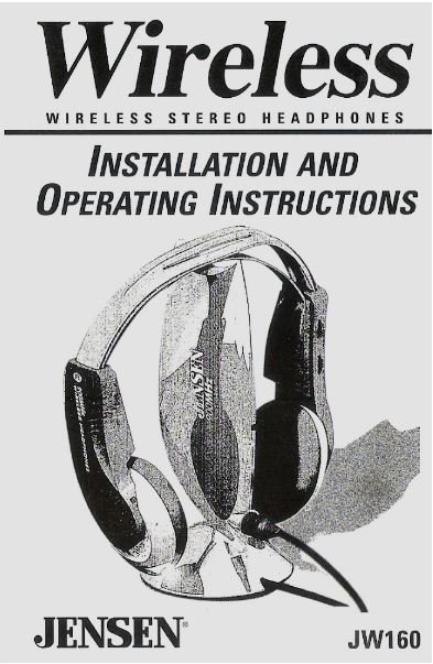 Jensen / Wireless Stereo Headphones / JW160 | User Guide (1999)