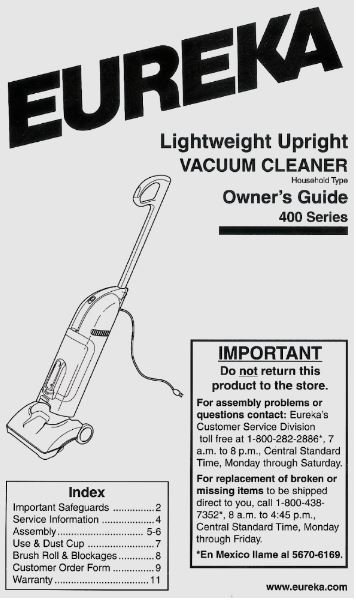 Eureka / Lightweight Upright Vacuum Cleaner | User Guide (2001)