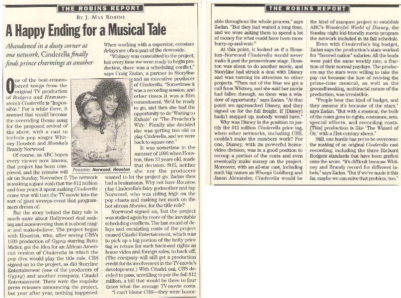Houston, Whitney (+ Brandy Norwood) / A Happy Ending for a Musical Tale | Magazine Article + Photo (1997)