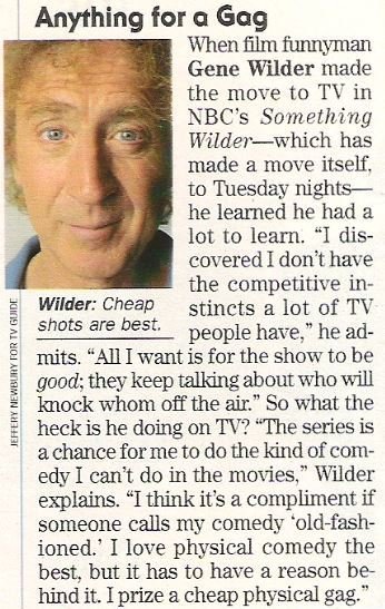 Wilder, Gene / Anything For a Gag | Magazine Article with Photo (1994)