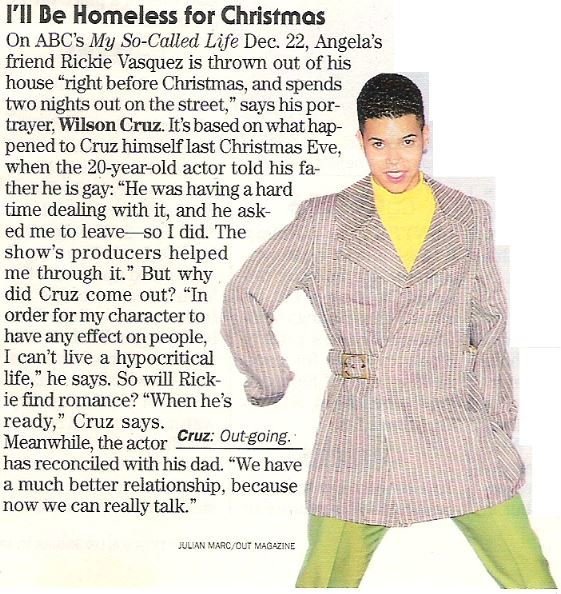 Cruz, Wilson / I'll Be Homeless for Christmas | Magazine Article with Photo (1994)