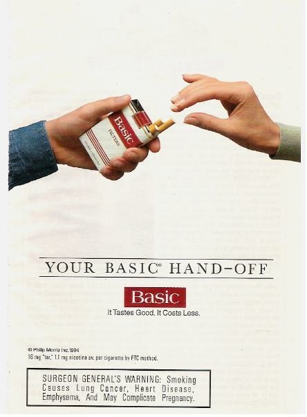 Basic (Cigarettes) / Your Basic Hand-Off | Magazine Ad (1994)