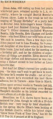 John, Elton / Still Resting Up from Last Year&#39;s Whirlwind Pace (1976)