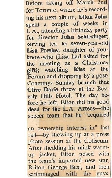 John, Elton / Before Taking Off March 2nd for Toronto | Newspaper Article (1976)
