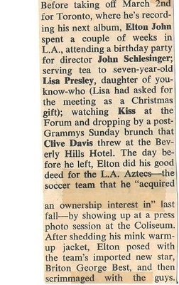 John, Elton / Before Taking Off March 2nd for Toronto | Newspaper Article (1976)