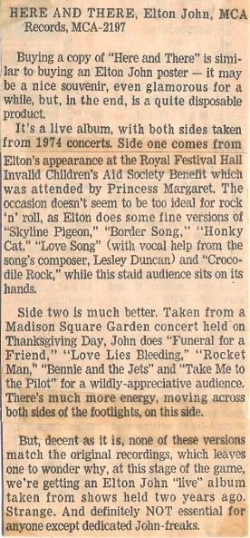 John, Elton / Here and There #1 (1976)