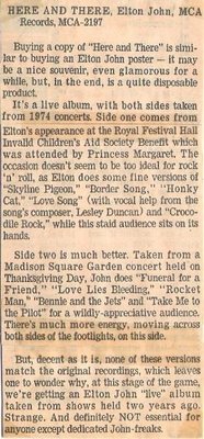 John, Elton / Here and There #1 (1976)