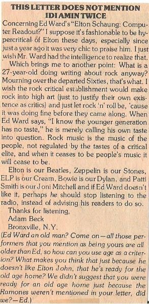 John, Elton / This Letter Does Not Mention Idi Amin Twice (1976)