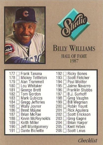 Williams, Billy / Chicago Cubs / Studio No. 263 | Baseball Trading Card (1992) / Hall of Famer / Checklist