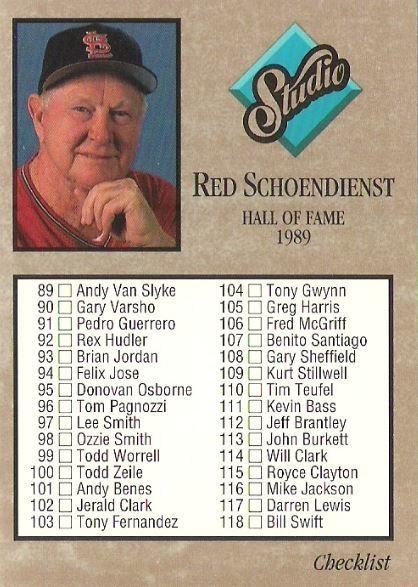 Red Schoendienst #2' on the Left Field Cardinal Hall of F…