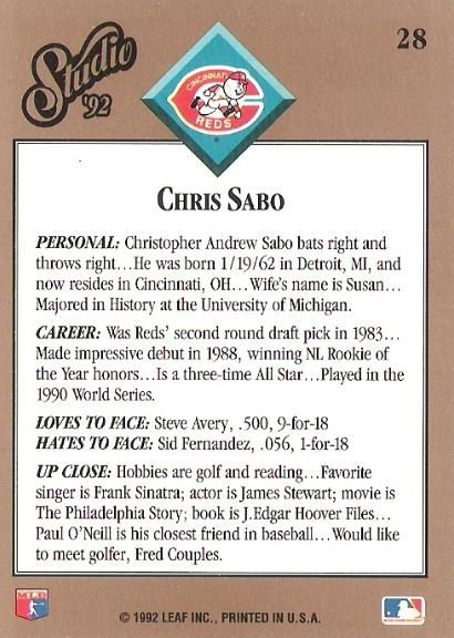 Sabo, Chris / Cincinnati Reds / Studio No. 28