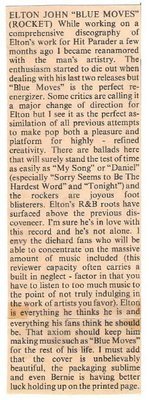 John, Elton / Blue Moves Album Review #1 | Magazine Article (1976)