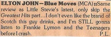 John, Elton / Blue Moves Album Review #2 | Magazine Article (1976)