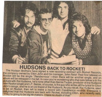 Hudson Brothers, The (+ Bernie Taupin) / Hudsons Back to Rocket! | Magazine Article + Photo (1976)