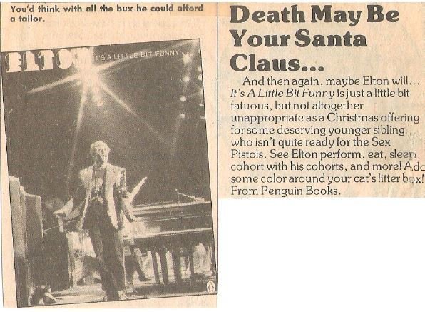 John, Elton / Death May Be Your Santa Claus... | Magazine Article with Photo (1977)