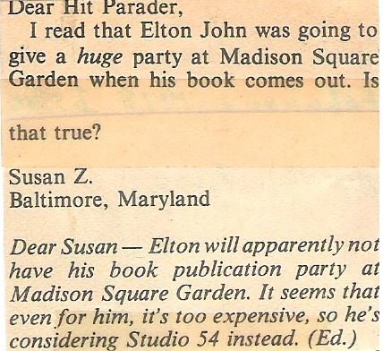 John, Elton / Huge Party at Madison Square Garden? | Magazine Article (1977)