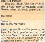 John, Elton / Huge Party at Madison Square Garden? | Magazine Article (1977)