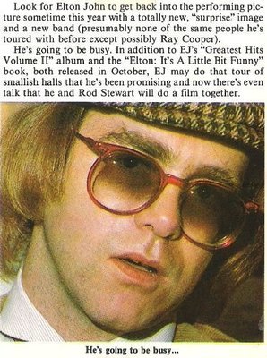 John, Elton / He&#39;s Going To Be Busy | Magazine Article with Photo (1977)