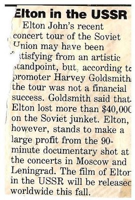 John, Elton / Elton in the USSR | Magazine Article (1979)