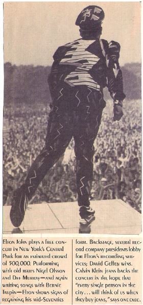 John, Elton / On Stage, Central Park, NYC #1 | Magazine Photo with Caption (1980)