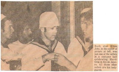 John, Elton / Dressed As Sailor in Rio de Janeiro | Newspaper Photo with Caption (1978)
