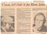 John, Elton / C&#39;mon, Let&#39;s Hair It for Elton John / Newspaper Article with 2 Photos (1978)