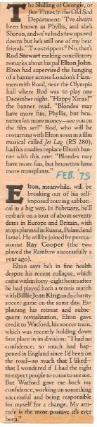 John, Elton / Elton, Meanwhile Will Be Breaking Out of His Self-Imposed... / Magazine Article (1979)