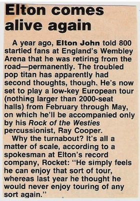 John, Elton / Elton Comes Alive Again / Magazine Article (1978)