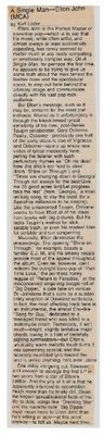 John, Elton / A Single Man - Album Review #2 / Magazine Article (1978) / by Kurt Loder