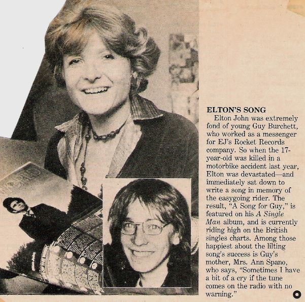 John, Elton / Elton&#39;s Song - For Guy Burchett | Magazine Article with 2 Photos (1978)