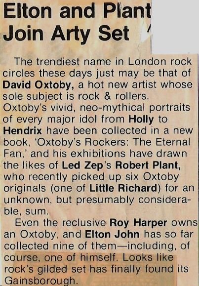 John, Elton / Elton and Plant Join Arty Set | Magazine Article (1978)