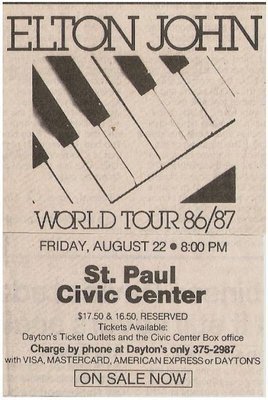 John, Elton / World Tour 86/87 - St. Paul Civic Center | Newspaper Ad (1986)