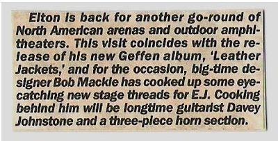 John, Elton / Elton Is Back for Another Go-Round | Magazine Article (1986)
