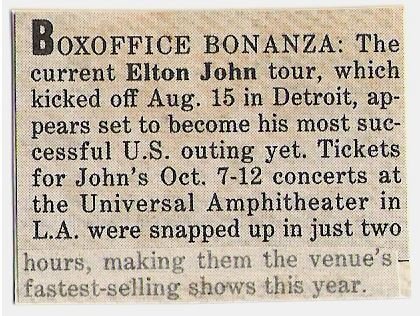 John, Elton / Boxoffice Bonanza | Magazine Article (1986)