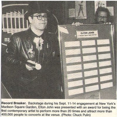 John, Elton / Record Breaker - Madison Square Garden Award | Magazine Photo with Caption (1986)