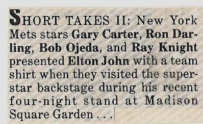 John, Elton / New York Mets Present Elton John with Team Shirt (1986)